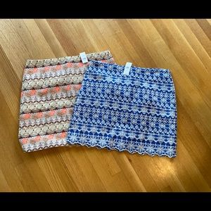 LOFT Patterned Mini Skirts x 2, Size 14 NWT